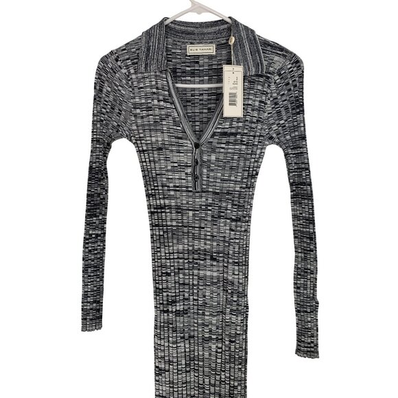 NWT Elle Tahari S Ribbed Marled Henley Sweater Dress Midi Length RN10208 - Picture 4 of 8